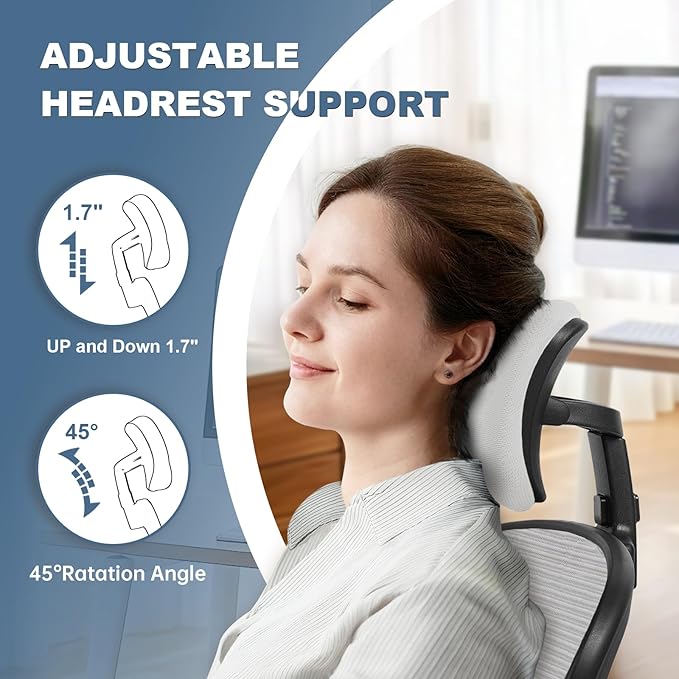 Office Chair Ergonomic Desk Chair, 330LBS Capacity, High Back Computer Chair for Long Hours Comfortable, Rolling Swivel Executive Task Chair for Home Office with Flip-up Armrests, Black Grey