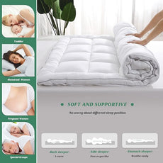 GRT Pillowtop Mattress Topper Queen Size, Rayon from Bamboo Mattress Cover Padded with 900gsm 3D Snow Down Alternative Filling, Extra Thick Mattress Pad Queen for Back Pain