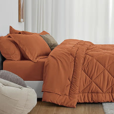 Love's cabin Twin XL Comforter Set Terracotta, 5 Pieces Twin XL Bed in a Bag, All Season Bedding Sets with 1 Comforter, 1 Flat Sheet, 1 Fitted Sheet, 1 Pillowcase and 1 Pillow Sham