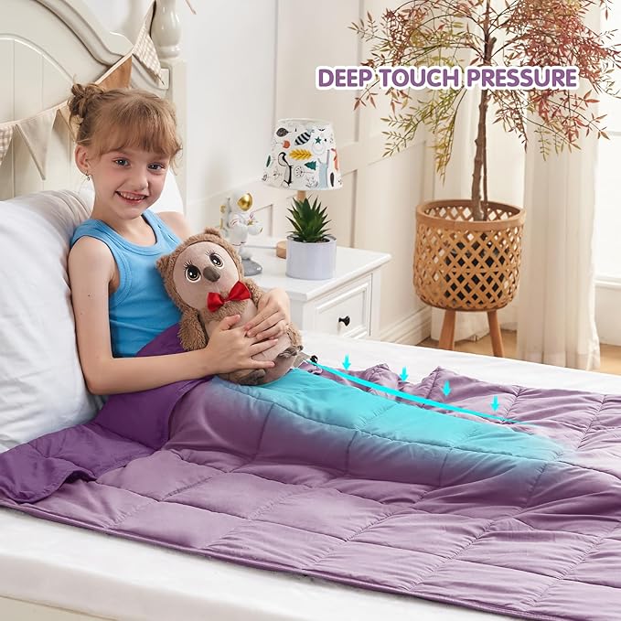 yescool Purple Weighted Blanket 7 Pounds Cooling Weighted Lap Blanket, Heavy Blanket for Sleeping, Weighted Throw Blanket Gift for 60-80lbs, 40"x60"