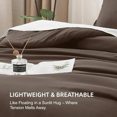 Litanika Comforter Set, Lightweight Solid Bedding Comforter Set, Fluffy Down Alternative Bed Set, Chocolate, Super King Plus