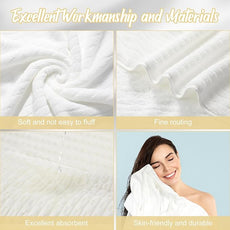 16 Pack Microfiber Bath Towels Bulk 27'' x 60'' Oversized Size Bath Towel Highly Absorbent Extra Large Soft Drying for Shower Beach Winter Salon Sport Gym Party (Stripe,White)