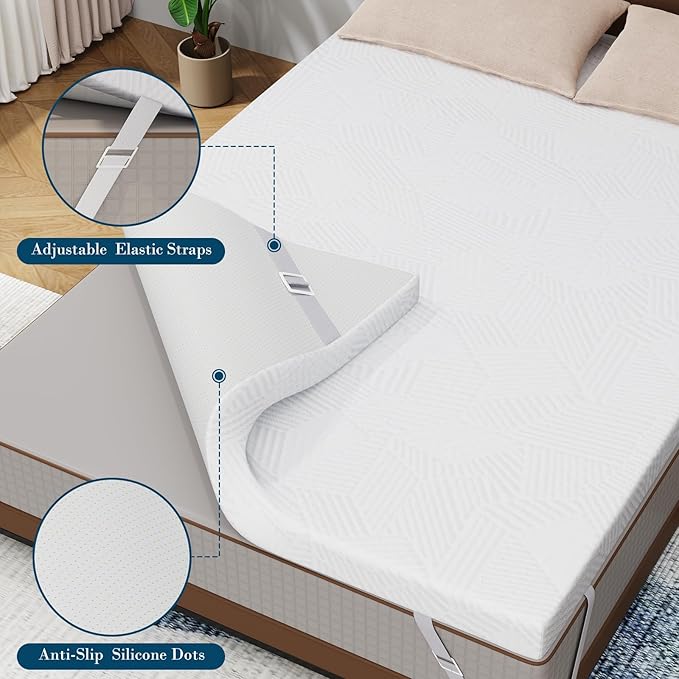 3 Inch Full Size Memory Foam Mattress Topper, Cooling Gel Bed Topper with Removable Cover, Soft & Pain Relief & Breathable, CertiPUR-US & Oeko-Tex Certified