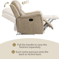 CANMOV Leather Recliner Chair Set of 2, Classic and Traditional Manual Recliner Chair with Overstuffed Arms and Back, Manual Single Sofa with Concealed Cup Holders,Beige