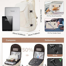 Vacuum Backpack Travel with Pump, Expandable Travel Backpack with Vacuum System, Vacuum Compression Bags Personal Item Carry On Suitcase Luggage Flight Approved Backpacks for Women Men, Beige