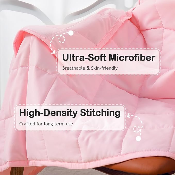Kivik Weighted Blanket 5 lbs, Small Weighted Blanket 5 Pounds, Mini Heavy Blanket Throw, Breathable Cooling & Warm Blankets, Machine Washable, 36x48 Inches Pink