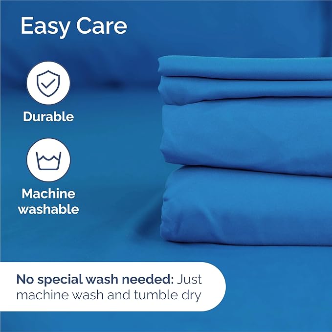 Split King 7 Piece Sheet Set - Cooling & Breathable Bed Sheets - Hotel Luxury Bed Sheets for Women, Men, Kids & Teens - Deep Pockets - Easy Fit - Soft and Wrinkle Free - Split King Royal Blue Sheets