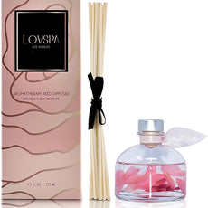 LOVSPA Reed Diffuser Set, Moroccan Rose Scented Oil Diffuser with Sticks, Home Fragrance Accessories for Bathroom Shelf Decor, Aroma Diffusers for Home or Office Desk, USA Made