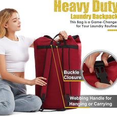 Extra Large Laundry Bag 115L, College Dorm Room essentials, Laundry Backpack Bag for College, Red Laundry Bag Backpack, Heavy Duty Laundromat Bags, Portable Laundry Duffle Bag for Camping, Apartment