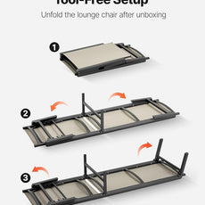 VEVOR Outdoor Chaise Lounge Chair Set of 2, 400 lbs Weight Capacity, Foldable Sun Tanning Chair, 5 Adjustable Positions, Easy Assembly, Aluminum Pool Recliner Lounge Chairs, for Beach Yard Patio