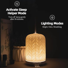 Essential Oil Diffuser – 2.4MHz Ultrasonic Aromatherapy Diffuser, Health Night Light, Timer & Auto Shut-Off, BPA-Free, 120ml Ceramic Oil Diffuser for Bedroom, Office, Spa, Yoga
