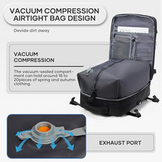 Vacuum Backpack Travel with Electric Vacpack Pump, Vacuum Compression Bags Travel Backpack for Women Men, Flight Approved Waterproof Carry on Backpacks Laptop Work Weekender Daypack, Medium,Black