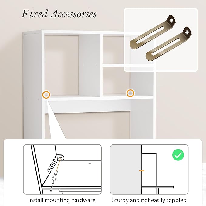 Jerry & Maggie Desktop Bookshelf Organizer, 4-Tier Desk Shelf with Hutch for Computer Desk, Wall Shelf Organizer & Room Decor Aesthetic, Dorm & Office Storage for Books, Laptop (White/26 in)