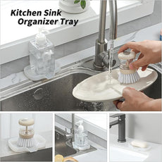 Silicone Bathroom Soap Dishes with Drain Spout-Bathroom and Kitchen Sink Organizer,Sponge Holder,Dish Soap Tray,Perfect for Dispenser,Scrubber,Bottle,Cup on Counter Translucent 4.9