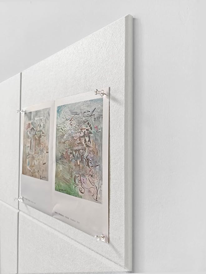 White Cork Board Tiles | Large Cork Board Alternative | Felt Wall Tiles (12-Pack) | Aesthetic Felt Bulletin Board for Office, Home & Classroom | Large Cork Boards for Walls Memo Board | White