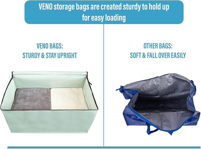 VENO 2 Pack Moving Bags and Large Christmas Decoration Storage Bins with lids. Alternative to Moving Boxes, Packing Supplies for College. Heavy Duty Totes (Shiny Light Green, 2 Pack)