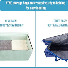VENO 10 Pack Moving Bags and Large Christmas Decoration Storage Bins with lids. Alternative to Moving Boxes, Packing Supplies for College. Heavy Duty Totes (Shiny Light Green, 10 Pack)