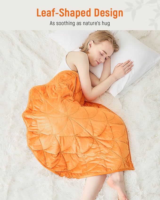 Weighted Lap Blanket 5 lbs for Adults, Luxury Soft Small Weighted Blanket, Compact Portable Weighted Lap Pad for Relaxation, Sleeping, Travel, All-Season Use, Bright Orange, 30" x 40"