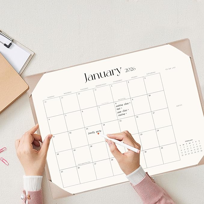 Desk Calendar 2026-2027 with Desk Mat – 22" x 17" Large Desk Pad Calendar Runs from January 2026 to June 2027, Office Supplies Desktop Monthly Calendar for Home & Office