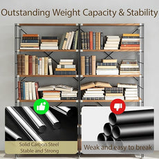 5 Tier Bookshelf, Book Shelf 67/59Inch, Tall Bookcase, Industrial Bookshelves, w/Metal X-shaped support, Adjustable Shelves, Metal Fram, for Living Room,kitchen (Black, H 59.06×W27.56×L 11.81 IN)