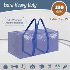 6 Pack Extra Heavy Duty Large Moving Bags with Strong Zipper & Comfortable Handles, Sturdy & Durable Clothes Storage Bags Totes Bins, Packing Moving Boxes for College Supplies, Blue