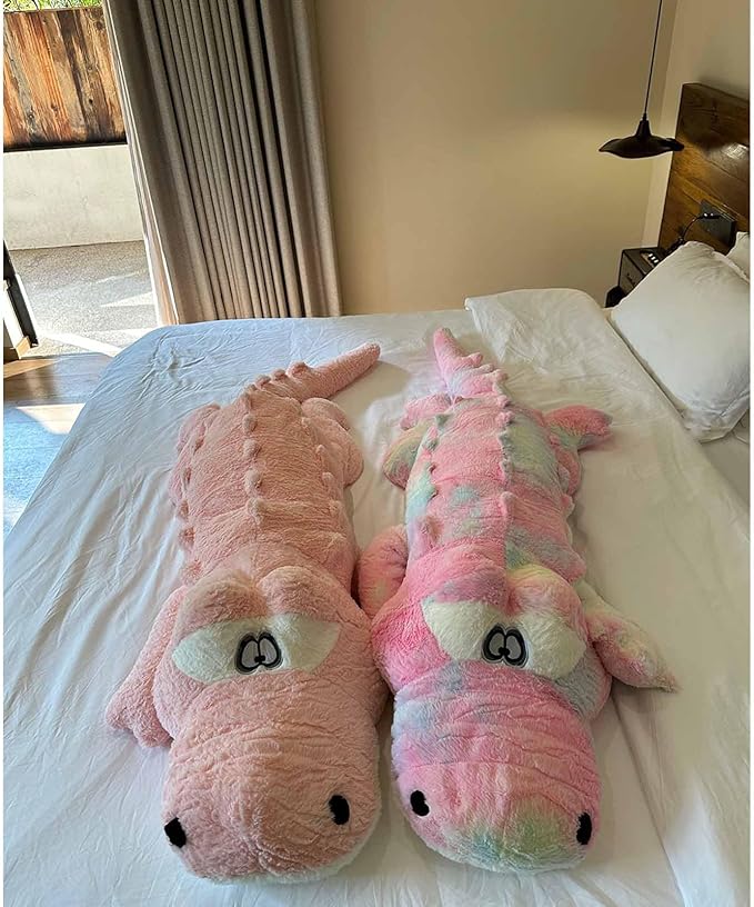 Hofun4U Alligator Plush Pillow, 46 inch Alligator Stuffed Animal, Home Decoration Christmas Valentine’s Birthday Gift for Boys Girls Adults Kids (Pink)