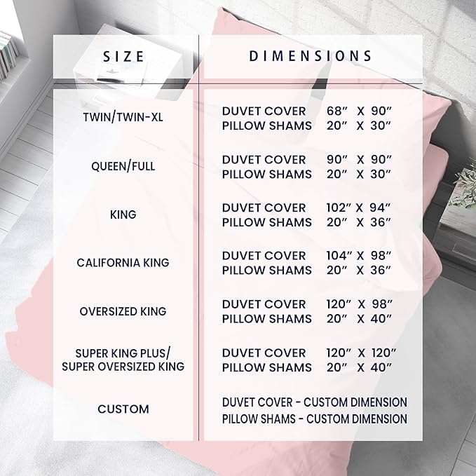 Kotton Culture Custom Duvet Cover - 100% Egyptian Cotton Sateen 600 Thread Count Soft Premium Breathable Customizable Comforter Cover(Desired Dimensions)- Zipper Closure & 7 Internal Ties -Pink Blush