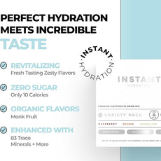Instant Hydration Electrolytes Powder Packets - Variety Pack - Zero Sugar - Keto, Vegan, Gluten-Free, Non-GMO - Boost Recovery, Brain Function, Muscle & Tissue Health - 12 Sticks