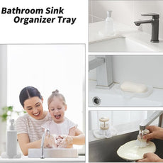 Silicone Bathroom Soap Dishes with Drain Spout-Bathroom and Kitchen Sink Organizer,Sponge Holder,Dish Soap Tray,Perfect for Dispenser,Scrubber,Bottle,Cup on Counter Translucent 4.9