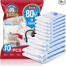 BoxLegend Vacuum Storage Bags 10 Combo Vacuum Pack Bags Space Saving Double Zipper Seal & Leak Valve Reusable for Clothes Pillow Comforters Bedding,2XL, 2L, 6S, 1 Large Pump