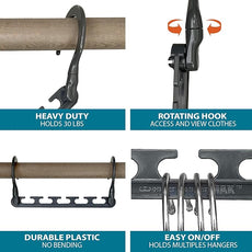 Wonder Hanger Max 20-Pack Space Saving Hangers, Reinforced Hooks Swivels 360°, Cascading Hanger, College Dorms & Storage Closet Organizer, Fully Assembled – Grey