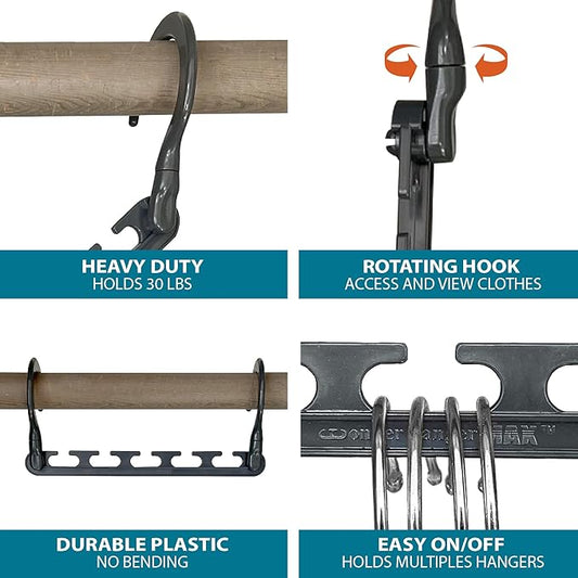 Wonder Hanger Max 20-Pack Space Saving Hangers, Reinforced Hooks Swivels 360°, Cascading Hanger, College Dorms & Storage Closet Organizer, Fully Assembled – Grey