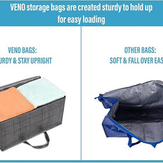 VENO 10 Pack Moving and Storage Bags, Heavy Duty, Alternative to Moving Boxes, Large Packing Totes Supplies for College Dorm Room with Zipper for Clothes, Wide Open Design (Windowpane, 10 Pack)