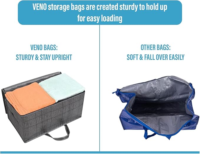 VENO 8 Pack Moving Bags, Moving Supplies, Moving Boxes, College Packing Storage Boxes with Lids Alternative, Heavy Duty Dorm Organizer Tote, Extra Large, Sturdy Handles, Zipper (Windowpane, 8 Pack)