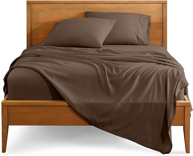 Bare Home Split King Sheet Set - 1800 Ultra-Soft Microfiber Bed Sheets - Double Brushed - Deep Pockets - Easy Fit - 5 Piece Set - Bed Sheets & Pillowcases (Split King, Cocoa) BareHome