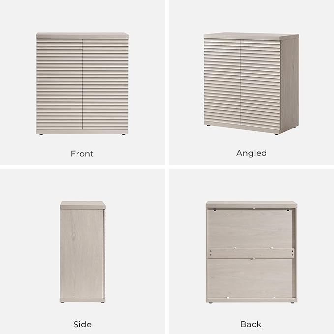 SICOTAS Buffet Cabinet with Storage Accent Sideboard Modern Credenza with Doors & Shelves Fluted Media Console Mid Century Coffee Bar Table for Living Room Kitchen Dining Room Hallway (3PCS)