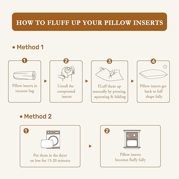 puredown® 24x24 Pillow Inserts, 2 Pack Fluffy Soft Throw Pillow Inserts Filled with Plump Stuffer, Square Decorative Pillows for Couch, Sofa, Bed and Home Decor