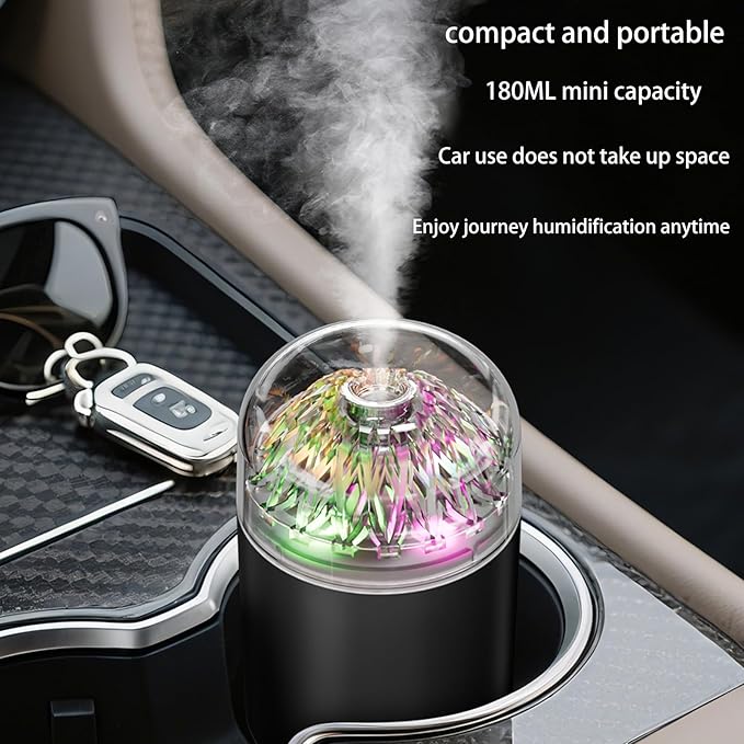 Small Humidifier-Car humidifiers with colored lights, USB Personal Desktop Humidifier for Baby Bedroom Office Home,2 Mist Modes,Whisper-Quiet Operation