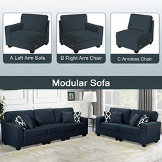 Legend Vansen Modular Sectional Sofa U Shaped Couch with Ottoman Modern Reversible Corner Sectional Couch for Living Room (Charcoal, 2+3)