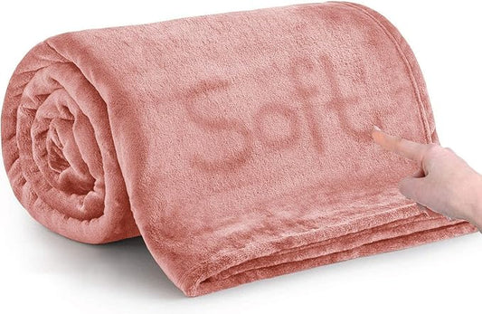 IR Imperial Rooms Fleece Blankets Queen Size 90 x 90 Inches - Super Soft Fluffy Baby Pink Throw Blanket for Sofa and Bed - Warm and Cozy Lightweight 400 GSM Microfiber Bed Throws Blankets