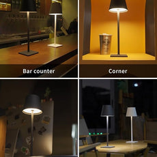 KDG 2 Pack Cordless Table Lamp, Portable LED Desk Lamps, 5000mAh Battery Operated, 3 Color Stepless Dimming Up, for Restaurant, Bedroom, Outdoor Camping, Coffee Shop, Night Light, Rechargeable (Black)