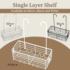 DELLAN Hanging Shower Caddy, Shower Rack Hanging for Bathroom, Shower Rack with Hooks Over the Door, Bathroom Shower Caddy and Basket(White)