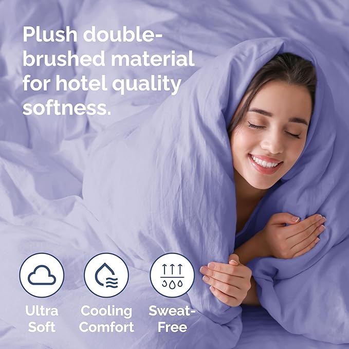 CGK Unlimited Duvet Cover Queen Size Set - Extra Soft Queen Size Duvet Cover 90 x 90 with 2 Pillow Shams - Hotel Quality w/Zipper Closures & Ties - Bedding and Bed Linens Set (Lavender)