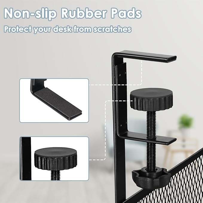 Under Desk Cable Management Tray, Cable Management Under Desk No Drill, Wire Management Tray with Clamp, Cord Organizer for Home Office, Black