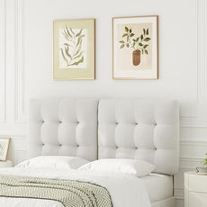 Upholstered Headboard Queen Size, Adjustable Height Queen Headboard Only from 39”to 44”with Durable Solid Wood Legs, Modern Button Diamond Fabric Bed Head Board with Width Adapters, Beige