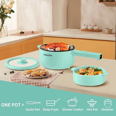Dezin Electric Cooker, 2L Non-Stick Sauté Pan, Rapid Noodles Cooker, Mini Pot for Steak, Egg, Fried Rice, Ramen, Oatmeal, Soup with Power Adjustment, College Dorm Room Essential