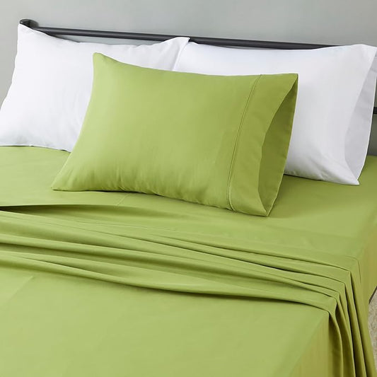 Amazon Basics Lightweight Microfiber 3-Piece Bed Sheet Set, Oliver Light, Solid, Twin XL AmazonBasics
