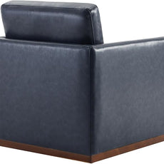 CHITA Swivel Accent Chair, Faux Leather FSC Certified Mid Century Modern Arm Chair for Living Room and Bedroom, Fully Assembled, Navy Blue