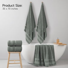 REDKISS 100% Cotton Bath Towels Set of 2, Extra Large Bath Sheets 35 X 70 Inches, 800 GSM, Quick Dry, Ultra Soft & Super Absorbent Bathroom Towel Sets for Bathroom, Gym, Spa, Pool & Hotel, Sage Green