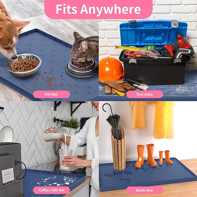 Sdpeia Under Sink Mat 22"×14" Waterproof Silicone Cabinet Liner & Sink Protector for Kitchen & Bathroom, Multi-Purpose Organizers Tray for Pets, Laundry, Cat Litter Mat